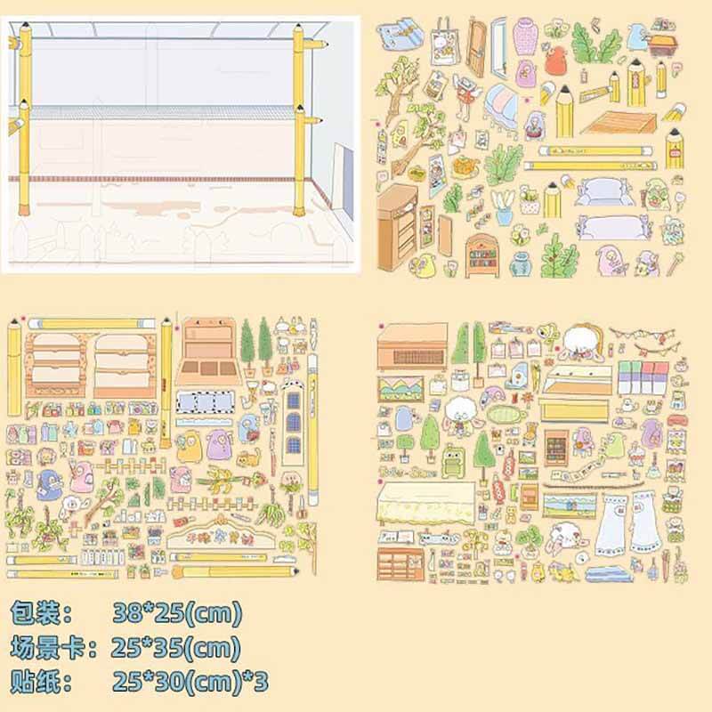 Secret Weekend DIY 3D Scene Stickers 2 Cute Miniature Scenes(XL)
