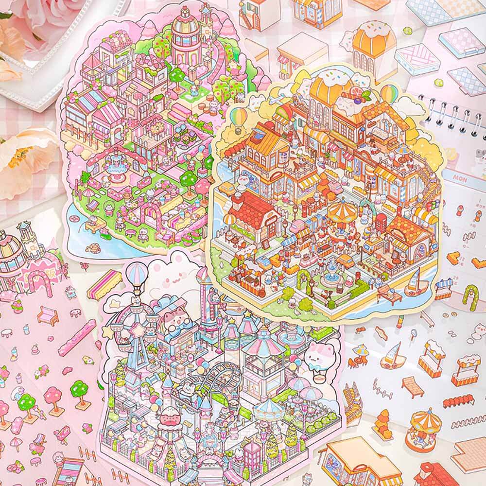 Serene Pop-ups DIY 3D Scene Stickers 3 Cute Miniature Scenes(L)