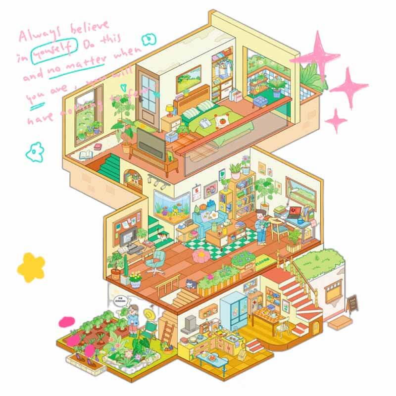 Sidewalk Diaries DIY 3D Scene Stickers 2 Cute Miniature Scenes(L)