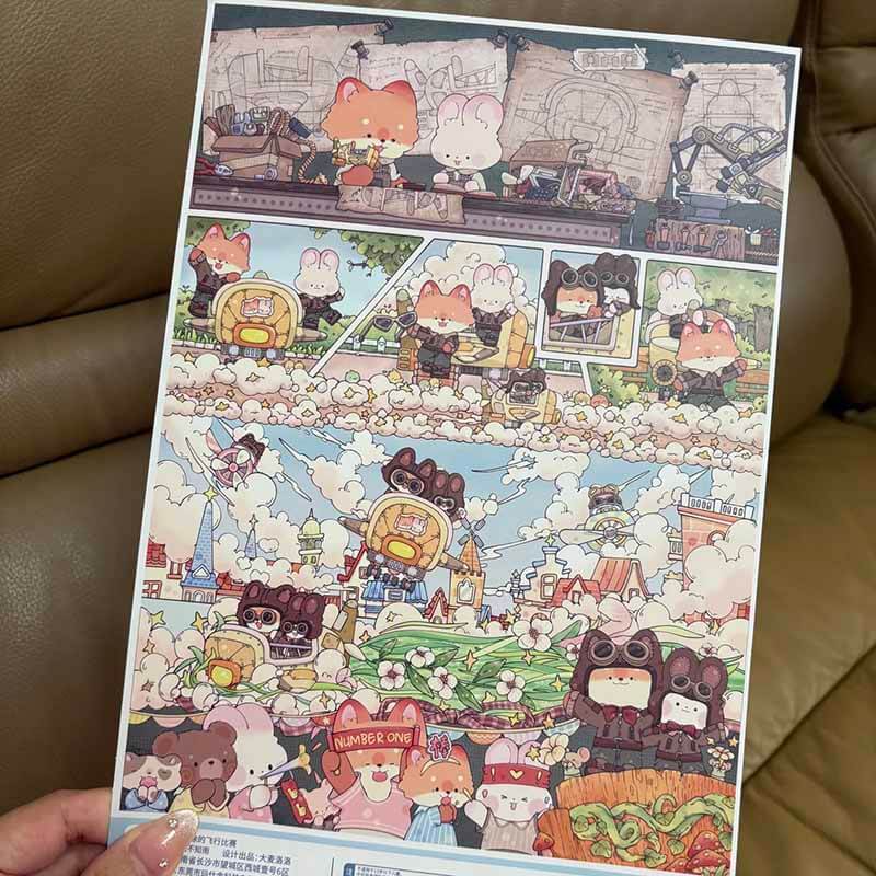 Silly Flying Race DIY 3D Scene Stickers 2 Cute Scenes(L)