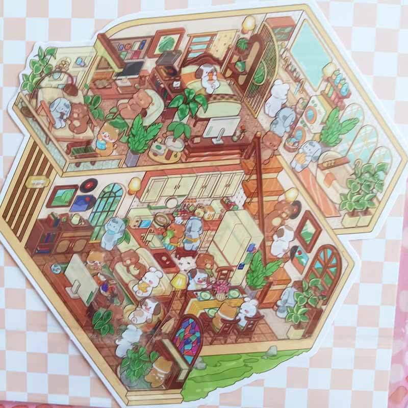 Sleepless Town DIY 3D Scene Stickers 2 Cute Miniature Scenes(M&L)