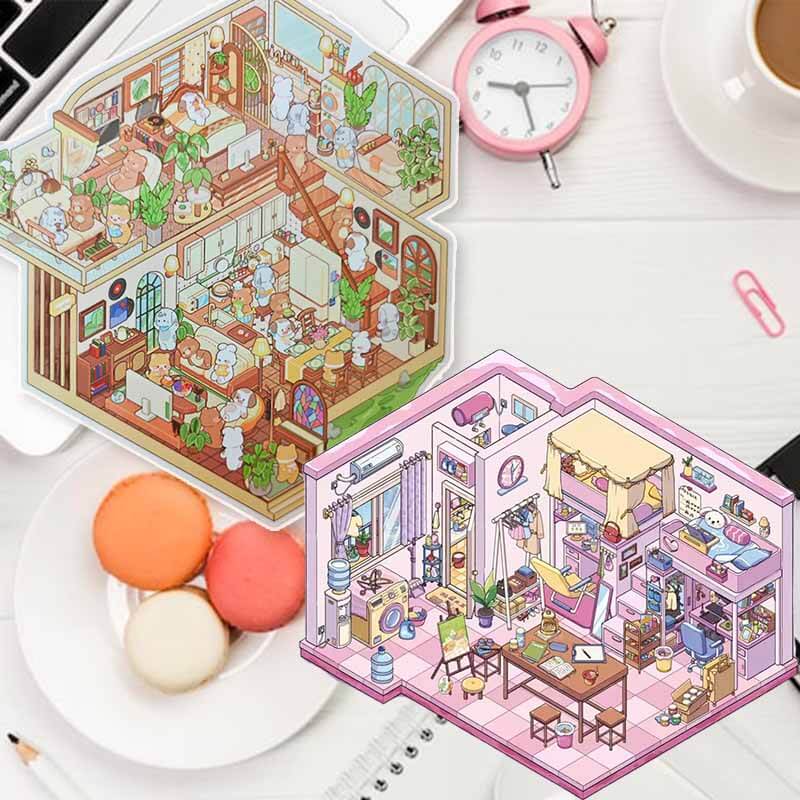Sleepless Town DIY 3D Scene Stickers 2 Cute Miniature Scenes(M&L)