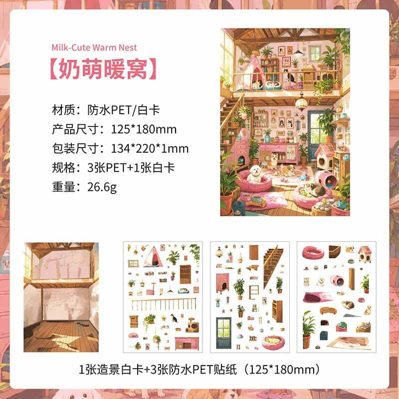 Slow Living Days DIY 3D Scene Stickers With Guide Lines(S)