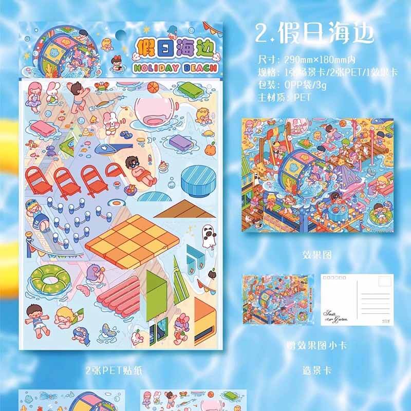 Slowday Weather DIY 3D Scene Stickers 4 Cute Miniature Scenes(L)