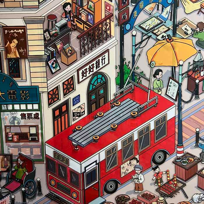 Small Town Story DIY 3D Scene Stickers 3 Cute Scenes(XL)