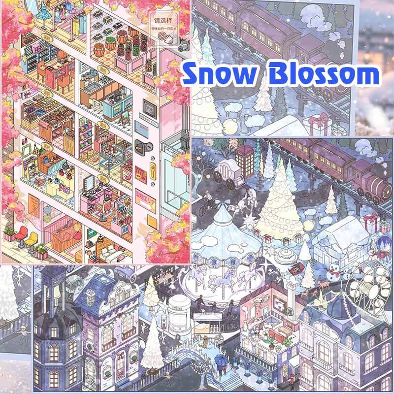 Snow Blossom DIY 3D Scene Stickers With Guide Lines(XL)