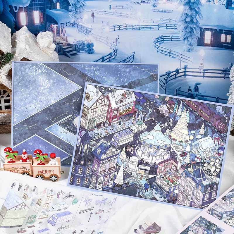 Snow Blossom DIY 3D Scene Stickers With Guide Lines(XL)