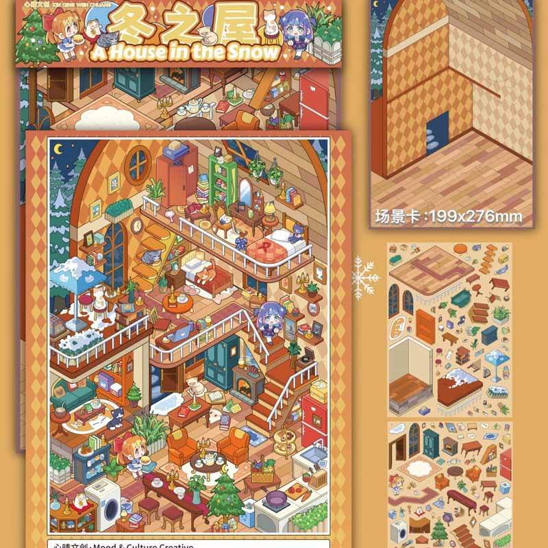 Snowy Wonder DIY 3D Scene Stickers 2 Cute Scenes(L)