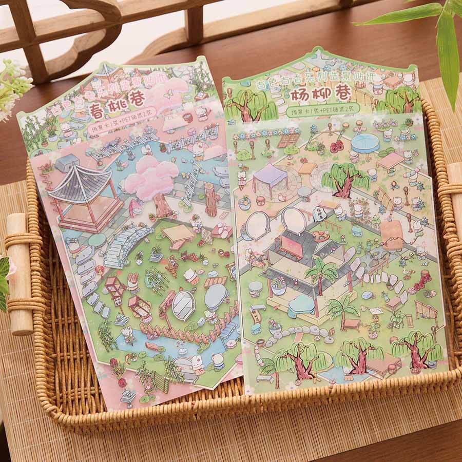 Spring Alley DIY 3D Scene Stickers 2 Cute Miniature Scenes(M)