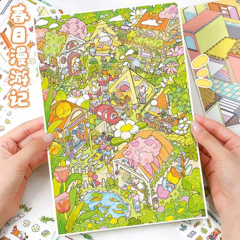 Spring Finds DIY 3D Scene Stickers With Guide Lines(L)