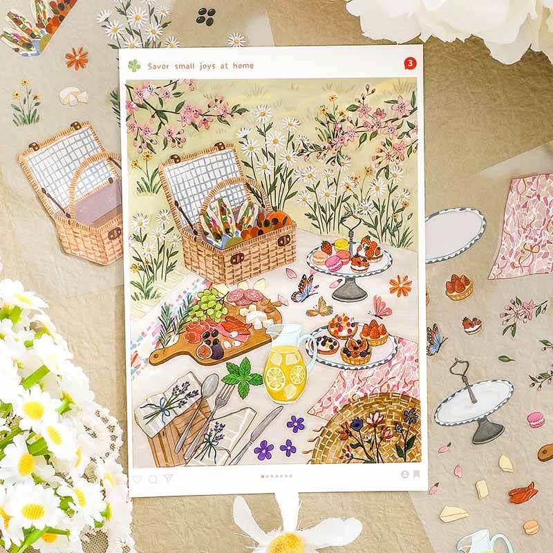 Spring Picnic DIY 3D Scene Stickers With Guide Lines(S)