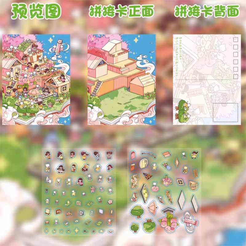 Spring Postcard DIY 3D Scene Stickers 3 Cute Miniature Scenes(S)