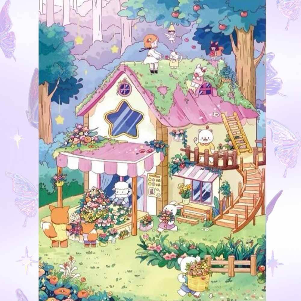 Spring Postcard DIY 3D Scene Stickers 3 Cute Miniature Scenes(S)