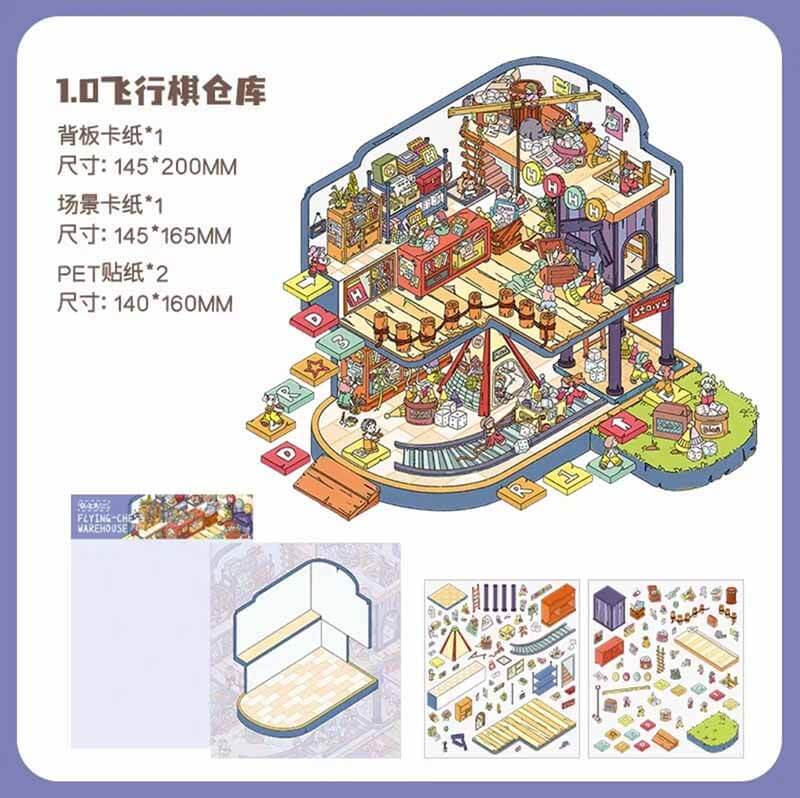 Springtime Paradise DIY 3D Scene Stickers 4 Cute Miniature Scenes(S)