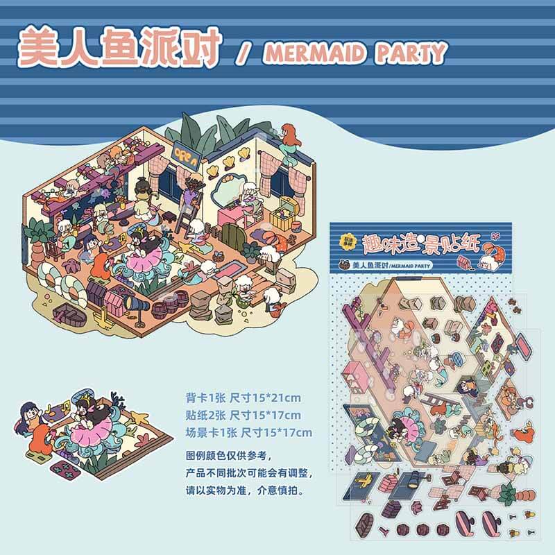 Storybook Adventure DIY 3D Scene Stickers 4 Cute Miniature Scenes(M&L)