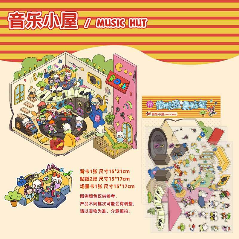 Storybook Adventure DIY 3D Scene Stickers 4 Cute Miniature Scenes(M&L)