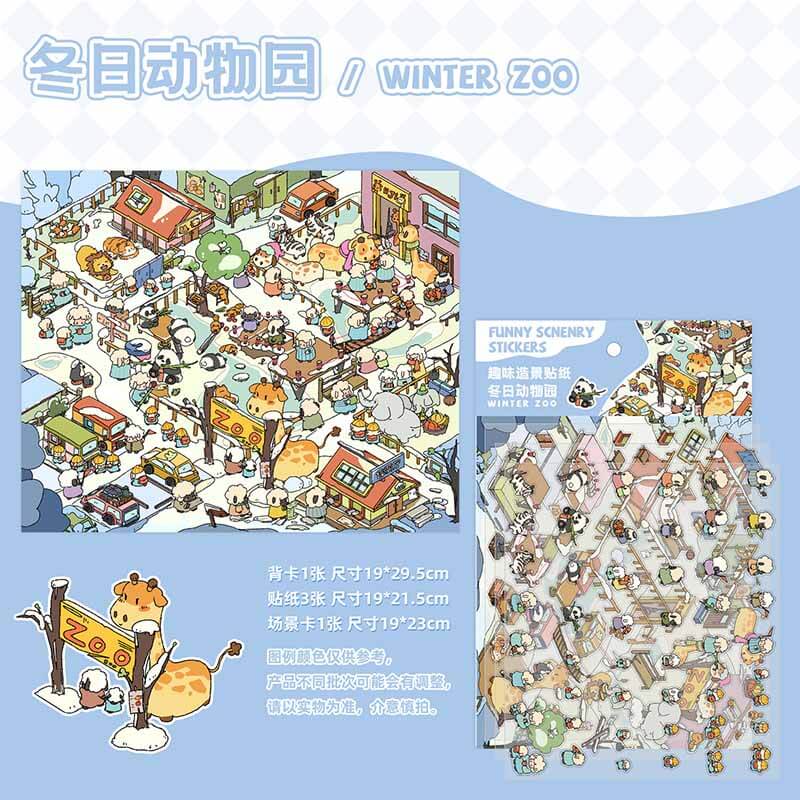 Storybook Adventure DIY 3D Scene Stickers 4 Cute Miniature Scenes(M&L)