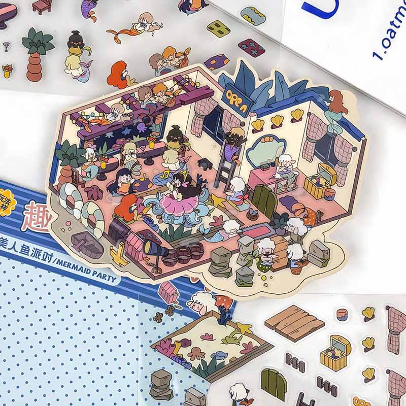 Storybook Adventure DIY 3D Scene Stickers 4 Cute Miniature Scenes(M&L)