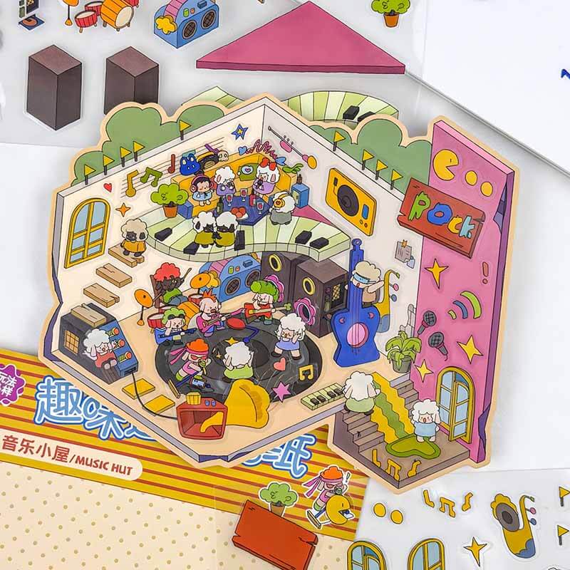 Storybook Adventure DIY 3D Scene Stickers 4 Cute Miniature Scenes(M&L)
