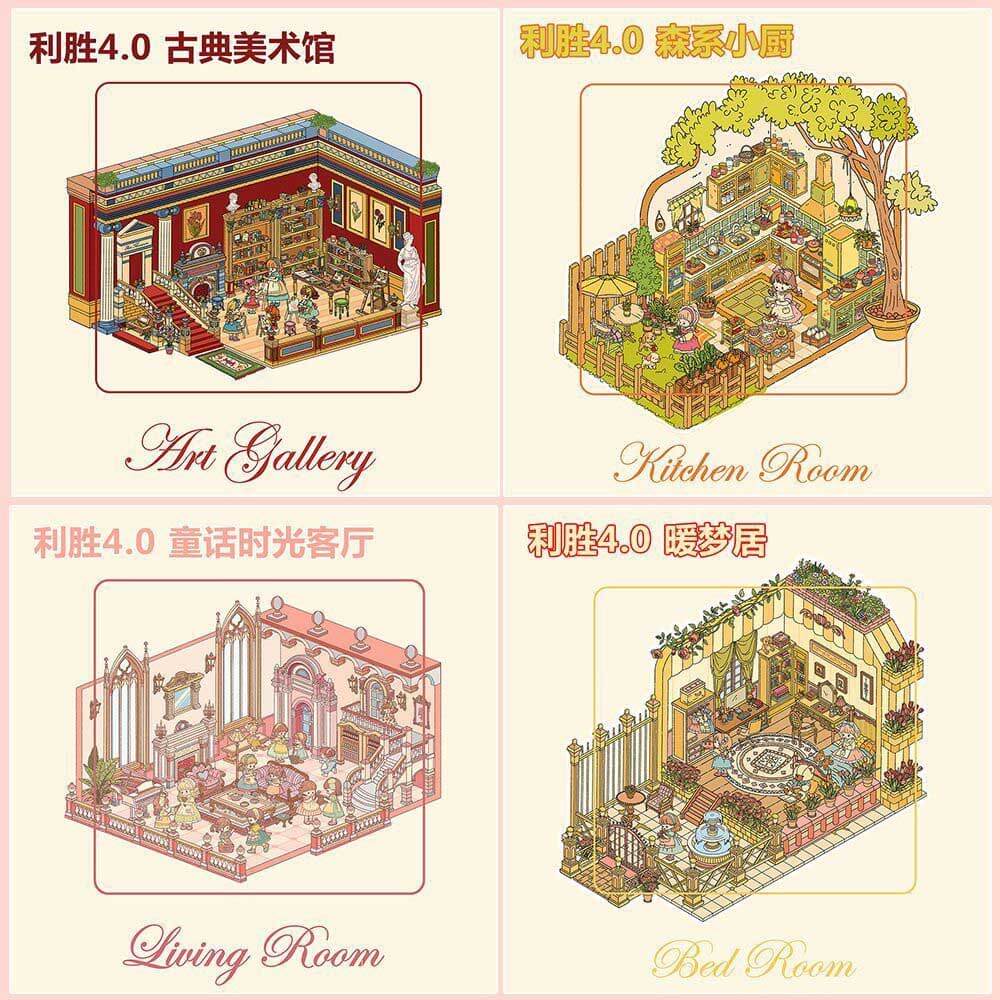 Storybook Homes DIY 3D Scene Stickers 4 Cute Miniature Scenes(L)