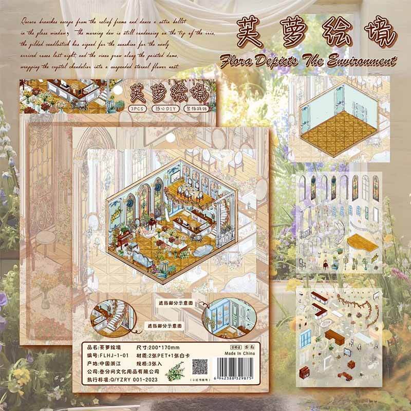 Studio Bloom DIY 3D Scene Stickers 3 Cute Miniature Scenes(M)
