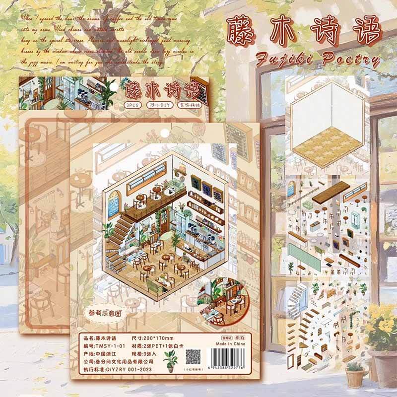 Studio Bloom DIY 3D Scene Stickers 3 Cute Miniature Scenes(M)