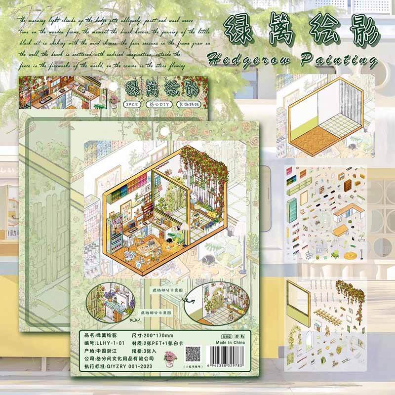 Studio Bloom DIY 3D Scene Stickers 3 Cute Miniature Scenes(M)