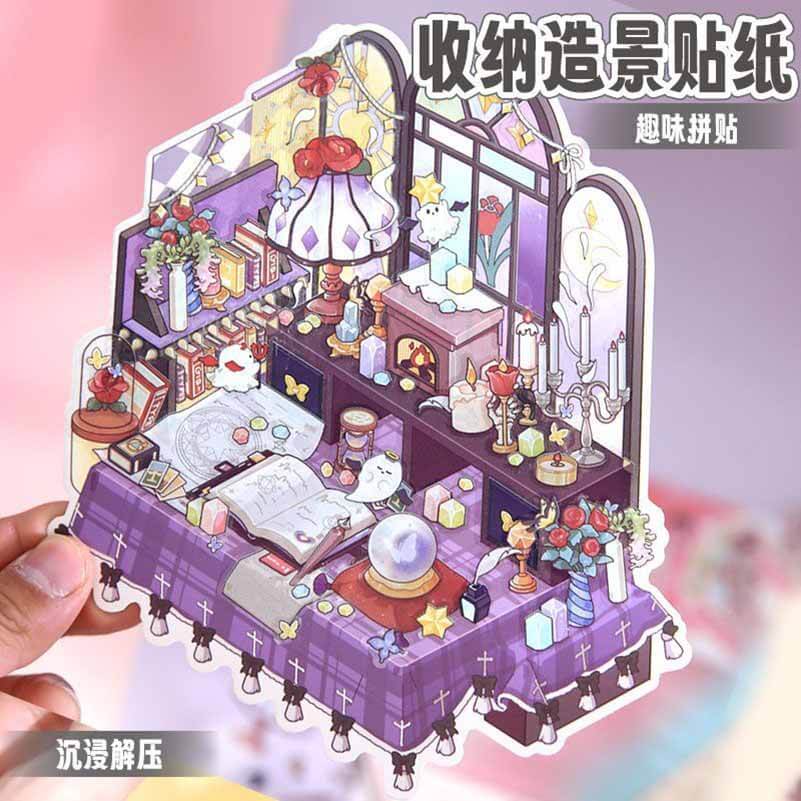 Style Desk DIY 3D Scene Stickers 4 Cute Miniature Scenes(M)