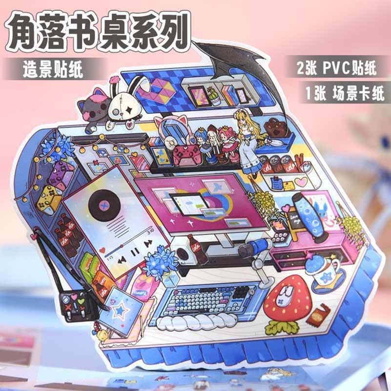 Style Desk DIY 3D Scene Stickers 4 Cute Miniature Scenes(M)