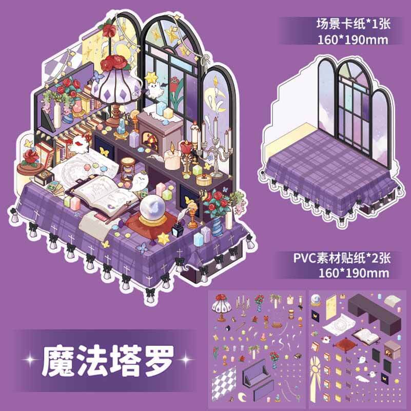 Style Desk DIY 3D Scene Stickers 4 Cute Miniature Scenes(M)