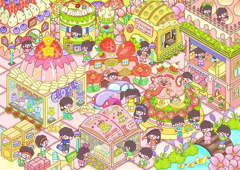 Sugar Coral Garden DIY 3D Scene Stickers 3 Cute Miniature Scenes(XL)