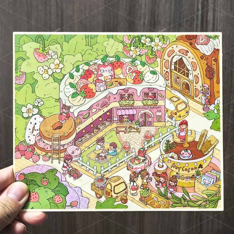 Sugar Garden DIY 3D Scene Stickers 4 Cute Miniature Scenes(L)