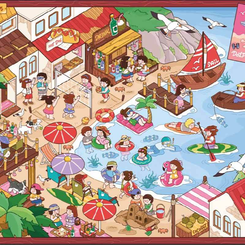 Summer Getaway DIY 3D Scene Stickers 4 Cute Miniature Scenes(XL)