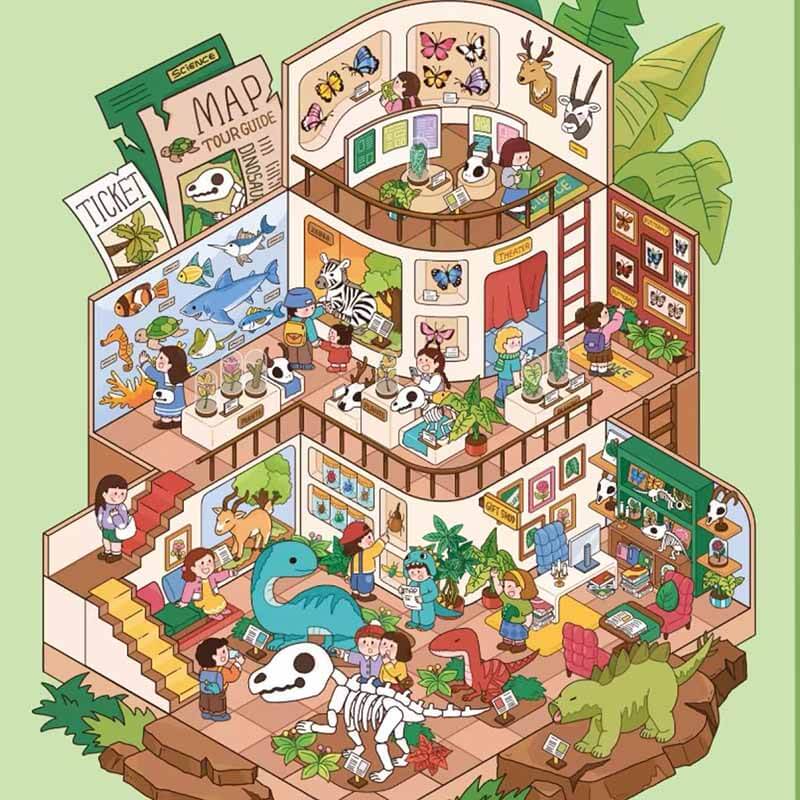 Summer Getaway DIY 3D Scene Stickers 4 Cute Miniature Scenes(XL)