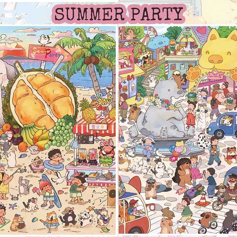 Summer Party DIY 3D Scene Stickers 2 Cute Miniature Scenes(L)