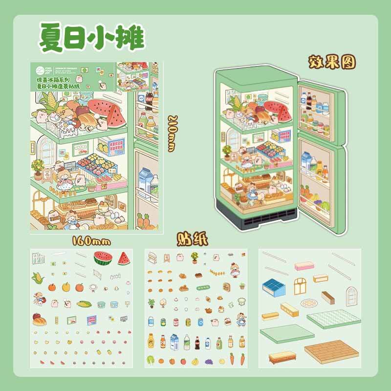 Summer Whisper DIY 3D Scenes Sticker 4 Cute Miniature Scenes(S)