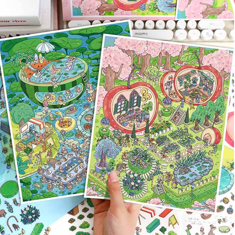 Sunny Days DIY 3D Scene Stickers 2 Cute Miniature Scenes(L)