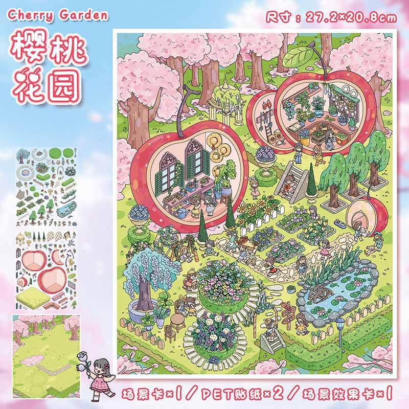 Sunny Days DIY 3D Scene Stickers 2 Cute Miniature Scenes(L)