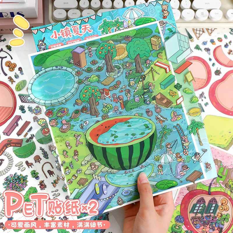 Sunny Days DIY 3D Scene Stickers 2 Cute Miniature Scenes(L)
