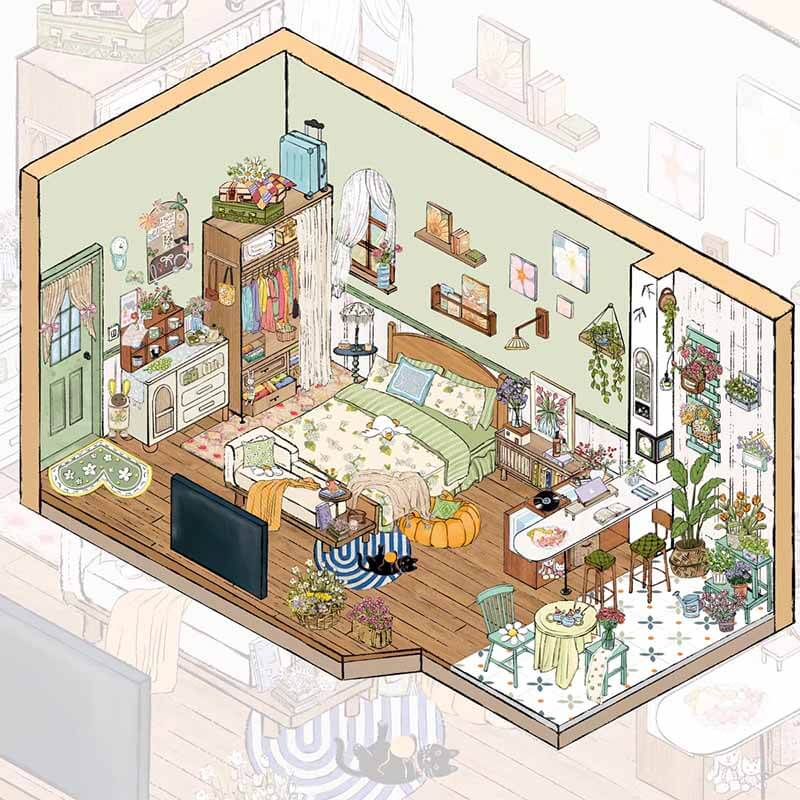 Suzuran Hut DIY 3D Scene Sticker 2 Cute Miniature Scenes(M)