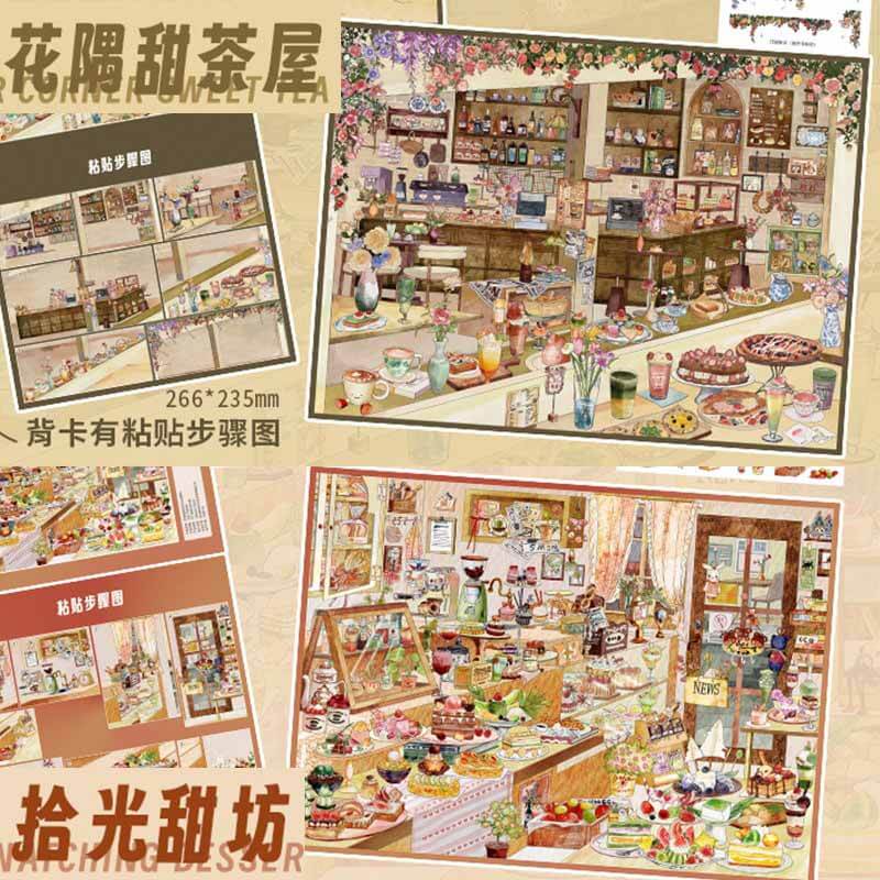 Sweet Bloom DIY 3D Scene Stickers With Guide Lines(L)