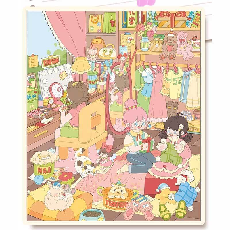 Sweet Girl’s Diary DIY 3D Scene Stickers 4 Cute Miniature Scenes(M)