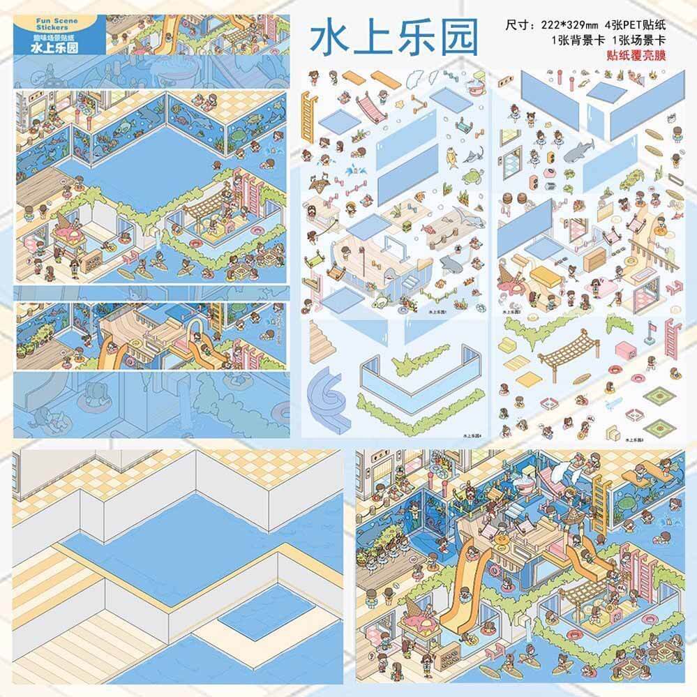 Sweet Life Chronicle DIY 3D Scene Stickers 2 Cute Miniature Scenes(XL)