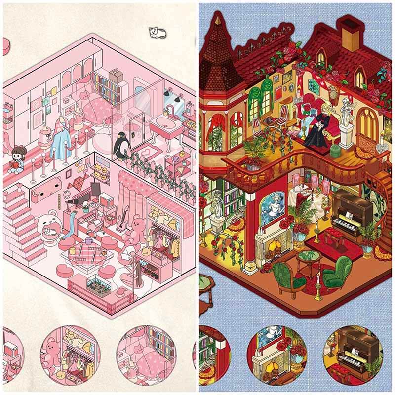 Sweet Manor DIY 3D Scene Stickers 2 Cute Scenes(S)