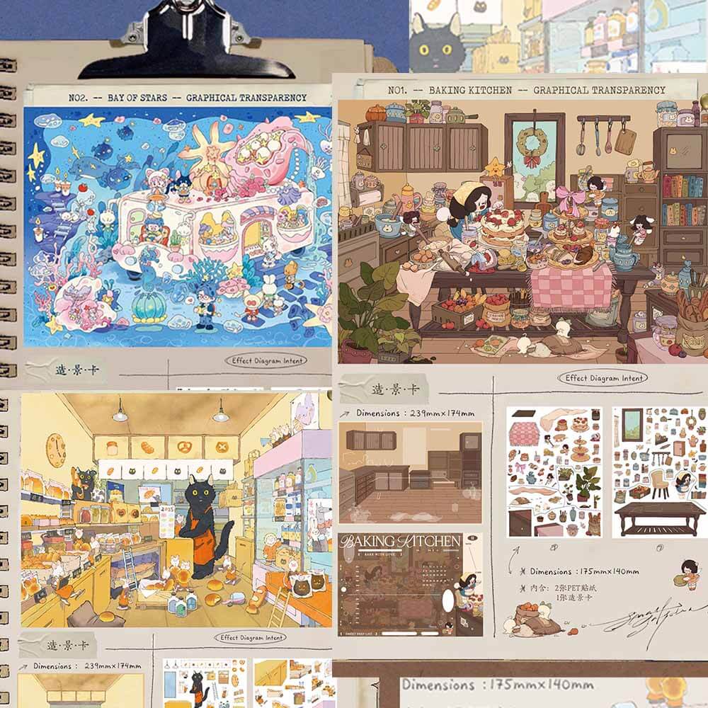 Sweet Oven Tales DIY 3D Scene Stickers 3 Cute Scenes(L)