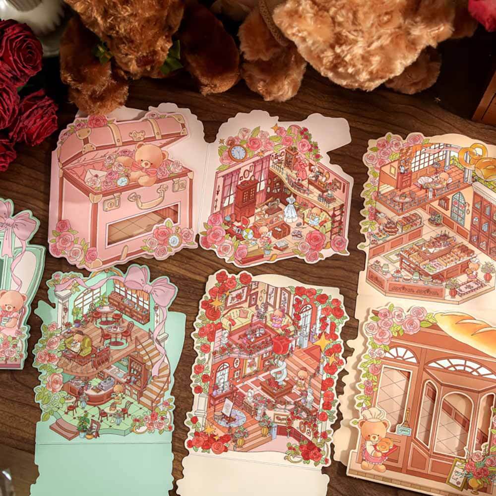 Sweet Romance DIY 3D Scene Stickers 4 Cute Miniature Scenes(M)