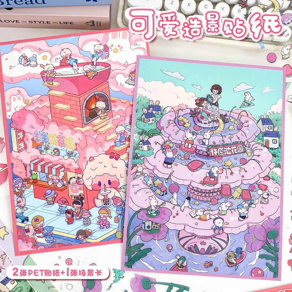 Sweet Wish Tales DIY 3D Scene Stickers 2 Cute Miniature Scenes(L)
