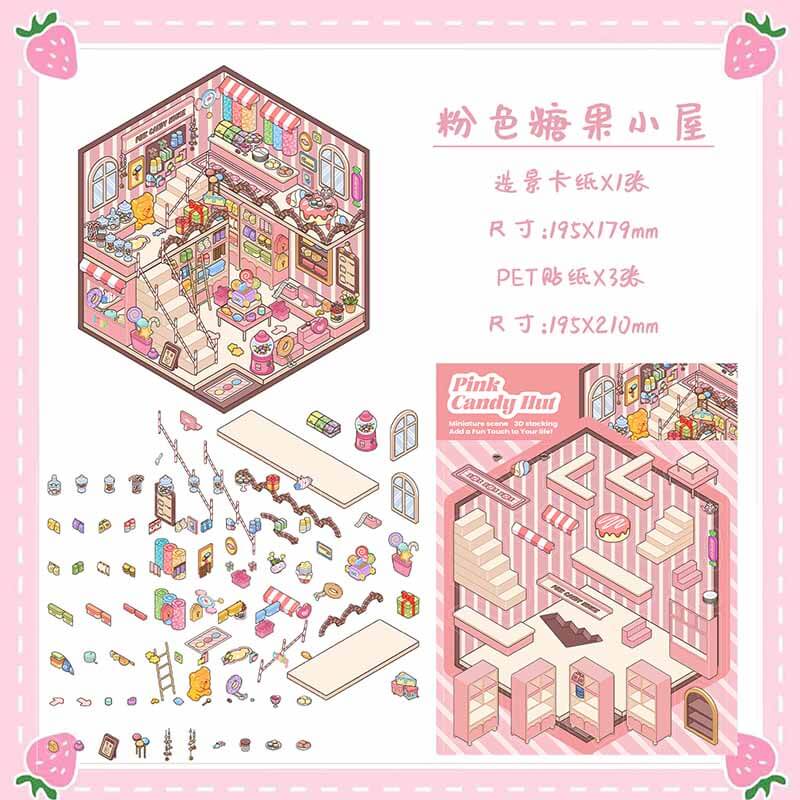 Sweet Whimsy 3D Scene Stickers 4 Cute Miniature Scenes