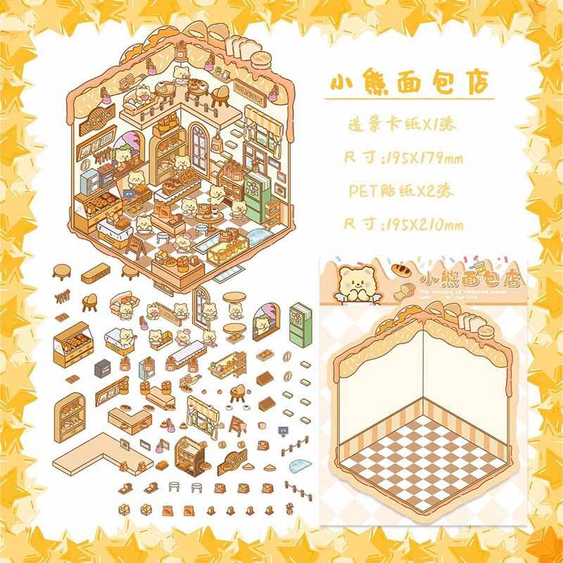 Sweet Whimsy 3D Scene Stickers 4 Cute Miniature Scenes