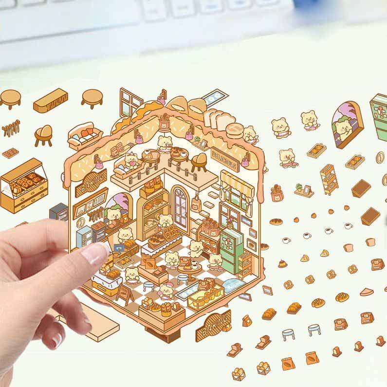 Sweet Whimsy 3D Scene Stickers 4 Cute Miniature Scenes